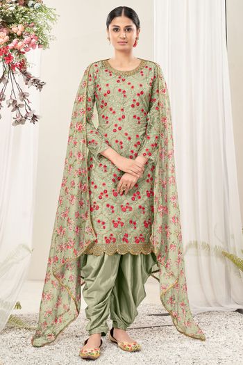 Net Semi Stitched Patiala Suit SM01640298