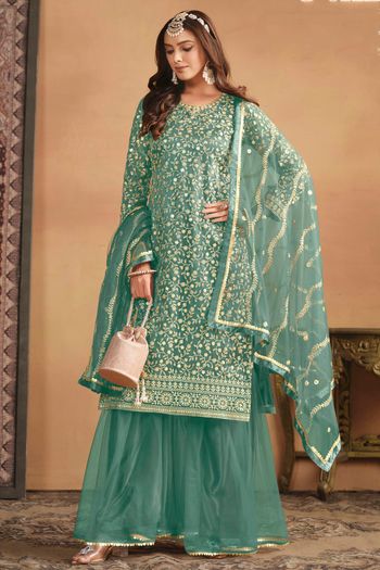 Net Semi Stitched Sharara Suit SS01640434