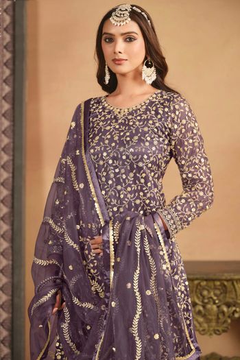 Net Semi Stitched Sharara Suit SS01640435