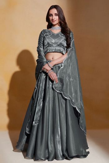 Organza  Semi Stitched Designer Lehenga Choli LD05730128