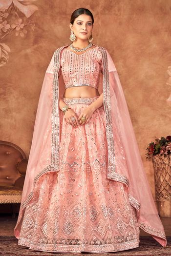 Organza Embroidery Semi Stitched Lehenga Choli LD01041113