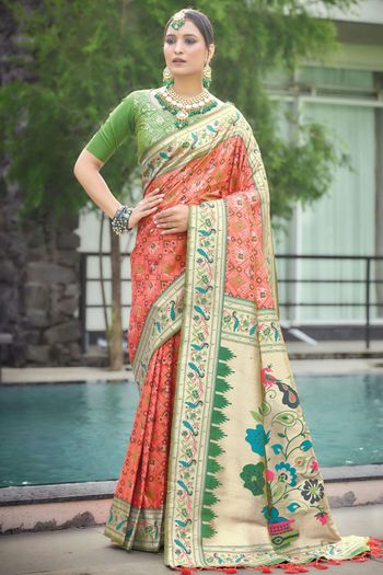 Paithani Patola Silk Patola Print With Zari Woven Saree SR05800432