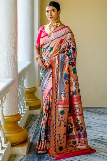 Paithani Silk Floral Zari Woven Saree SR05800454