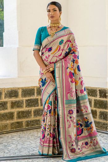 Paithani Silk Floral Zari Woven Saree SR05800453