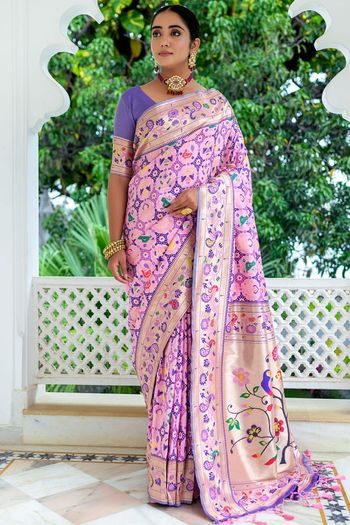 Paithani Silk Meenakari Zari Woven Saree SR05800285