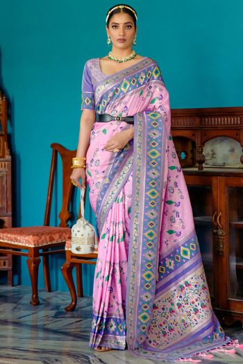 Paithani Silk Meenakari Zari Woven Saree SR05800386