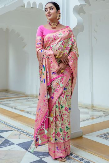 Paithani Silk Meenakari Zari Woven Saree SR05800289