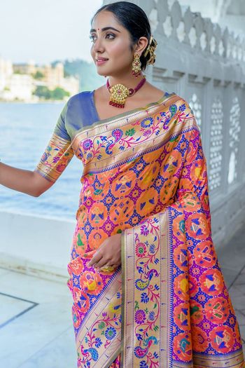 Paithani Silk Meenakari Zari Woven Saree SR05800288