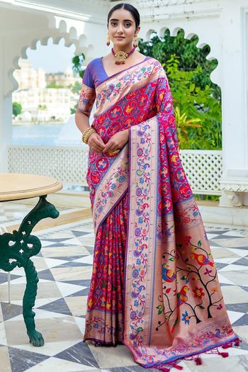 Paithani Silk Meenakari Zari Woven Saree SR05800293