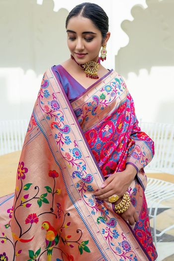 Paithani Silk Meenakari Zari Woven Saree SR05800293