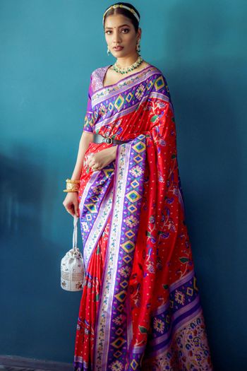 Paithani Silk Meenakari Zari Woven Saree SR05800393