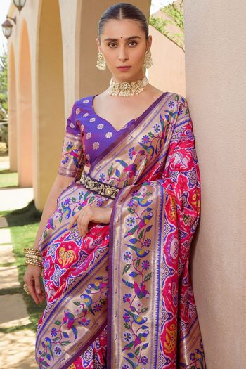 Paithani Silk Minakari Zari Woven Saree SR05800425