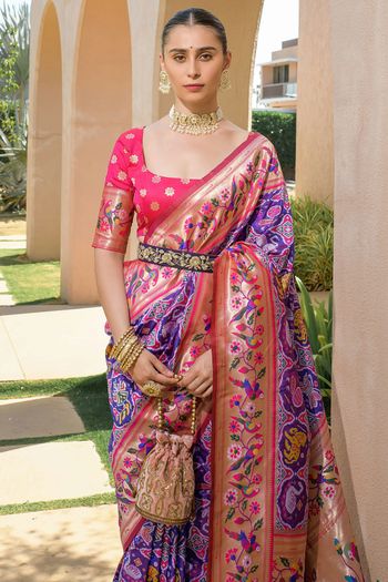 Paithani Silk Minakari Zari Woven Saree SR05800424