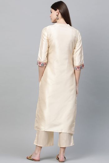 Poly Silk Ethnic Motifs Stitched Kurta and Palazzo Set KR04512598