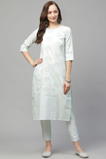 Poly Silk Floral Print Stitched Kurta and Pant Set KR04512603