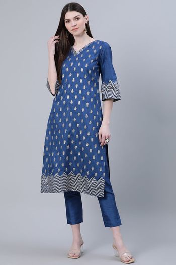 Poly Silk Stitched Foil Print Kurti KR04511979