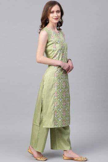 Poly Silk Stitched Khadi Print Kurti KR04511966