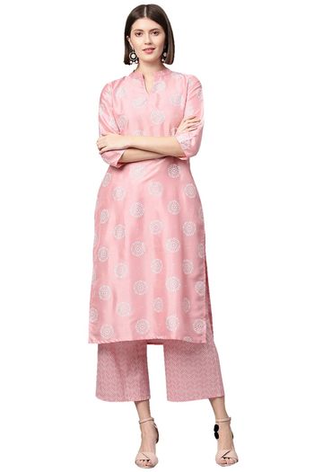 Poly Silk Stitched Khadi Print Kurti KR04511963