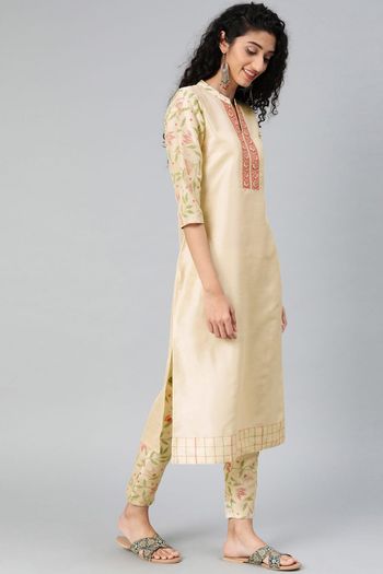 Poly Silk Stitched Solid Kurti KR04511965