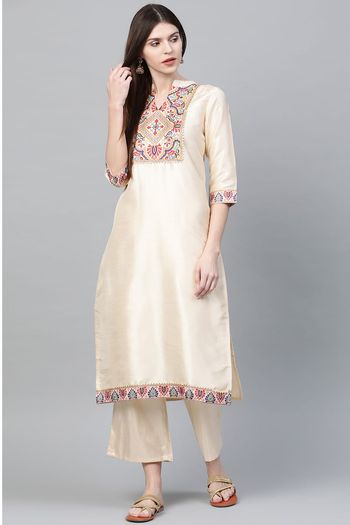 Poly Silk Stitched Solid Kurti KR04511967