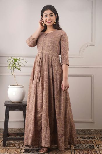 Pure Chanderi Stitched Gown GW01041225