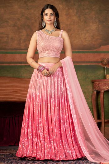 Pure Georgette Sequins Work Stitched Lehenga Choli LD01041111