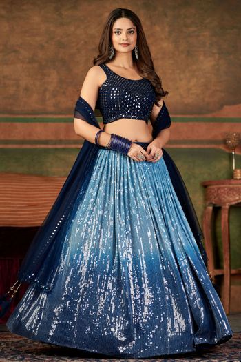 Pure Georgette Sequins Work Stitched Lehenga Choli LD01041110