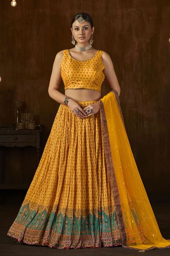 Pure Georgette Sequins Work,Hand Work Stitched Lehenga Choli LD01041109