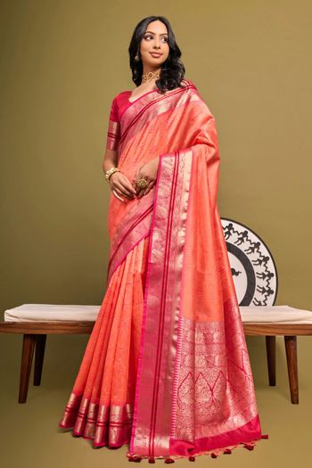 Raw Silk Handloom Woven Saree SR05800533