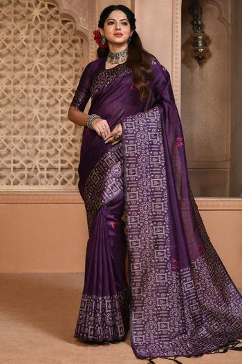 Raw Silk Zari Woven With Tassel Saree SR05800448