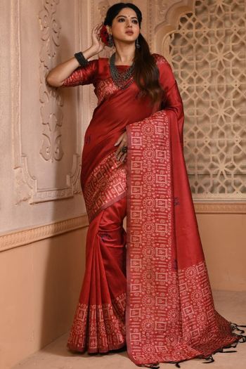 Raw Silk Zari Woven With Tassel Saree SR05800447