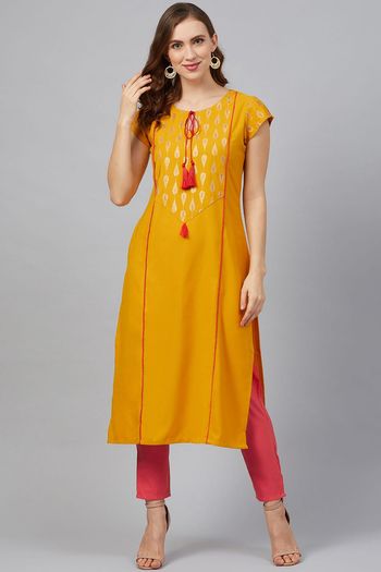 Rayon Floral Print Stitched Kurta and Pant Set KR04512627