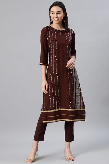 Rayon Stitched Foil Print Kurti KR04511992