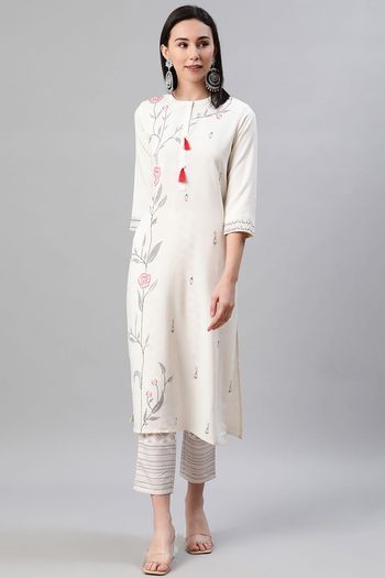 Rayon Stitched Foil Print Kurti KR04511997