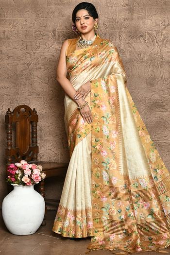 Silk Floral Printed Saree SR05800378