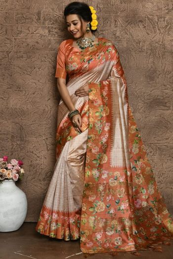 Silk Floral Printed Saree SR05800376