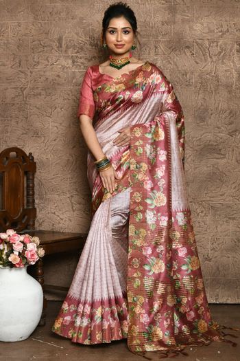 Silk Floral Printed Saree SR05800377