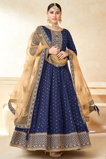 Taffeta Silk Semi Stitched Anarkali Suit SM01640291