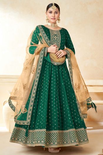 Taffeta Silk Semi Stitched Anarkali Suit SM01640289