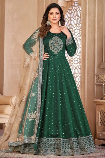 Taffeta Silk Semi Stitched Anarkali Suit SM01640320