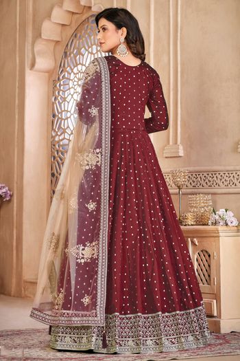 Taffeta Silk Semi Stitched Anarkali Suit SM01640323