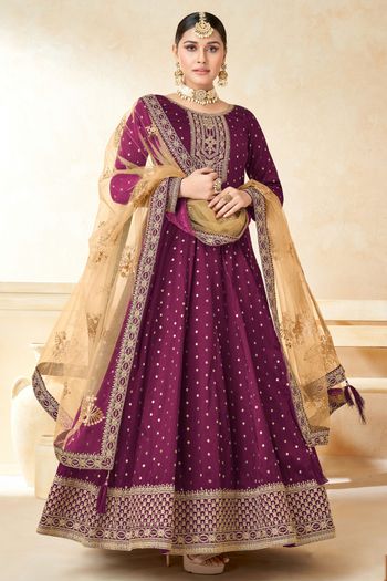 Taffeta Silk Semi Stitched Anarkali Suit SM01640290