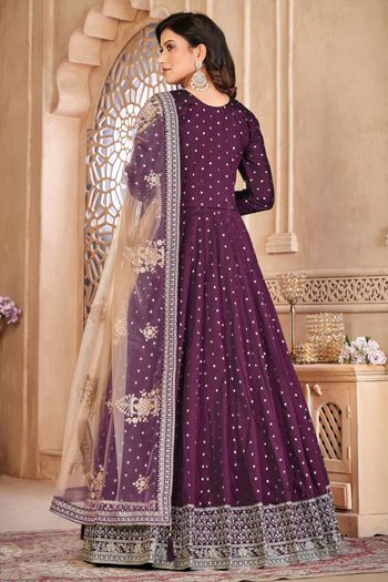 Taffeta Silk Semi Stitched Anarkali Suit SM01640321