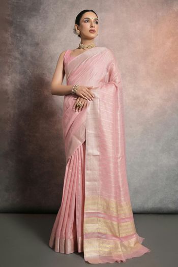 Tissue Linen Handloom Woven Saree SR05800513