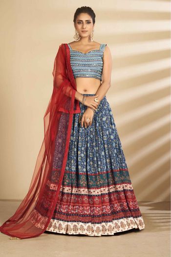 Art Silk Printed Lehenga Choli In Multicolour - LD4900922