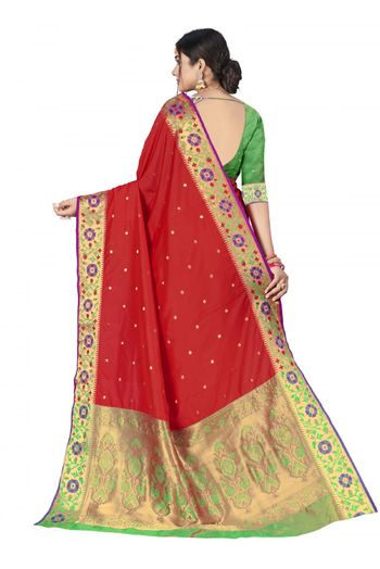 Art Silk Woven Saree In Red Colour - SR4840040