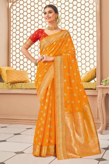 Banarasi Silk Woven Saree In Mustard Colour - SR5413691