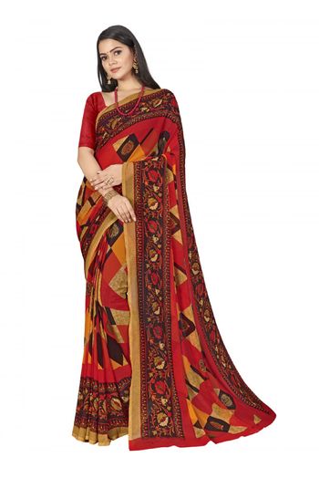 Chiffon Printed Saree In Multicolour - SR4840110