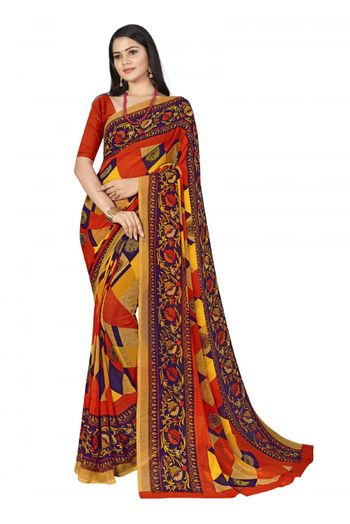 Chiffon Printed Saree In Multicolour - SR4840112