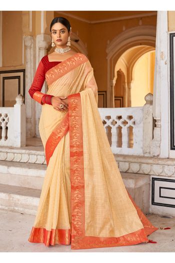 Cotton Silk Woven Saree In Cream Colour - SR4840169